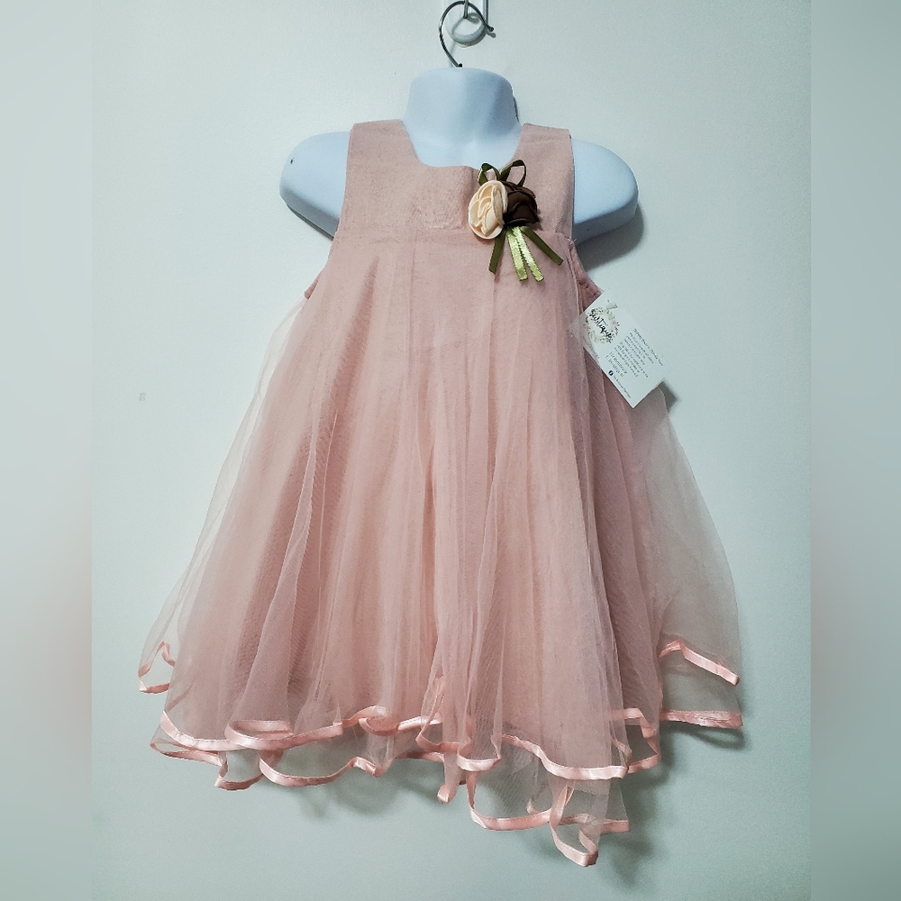 Pink Toole And Linen Toddler Dress